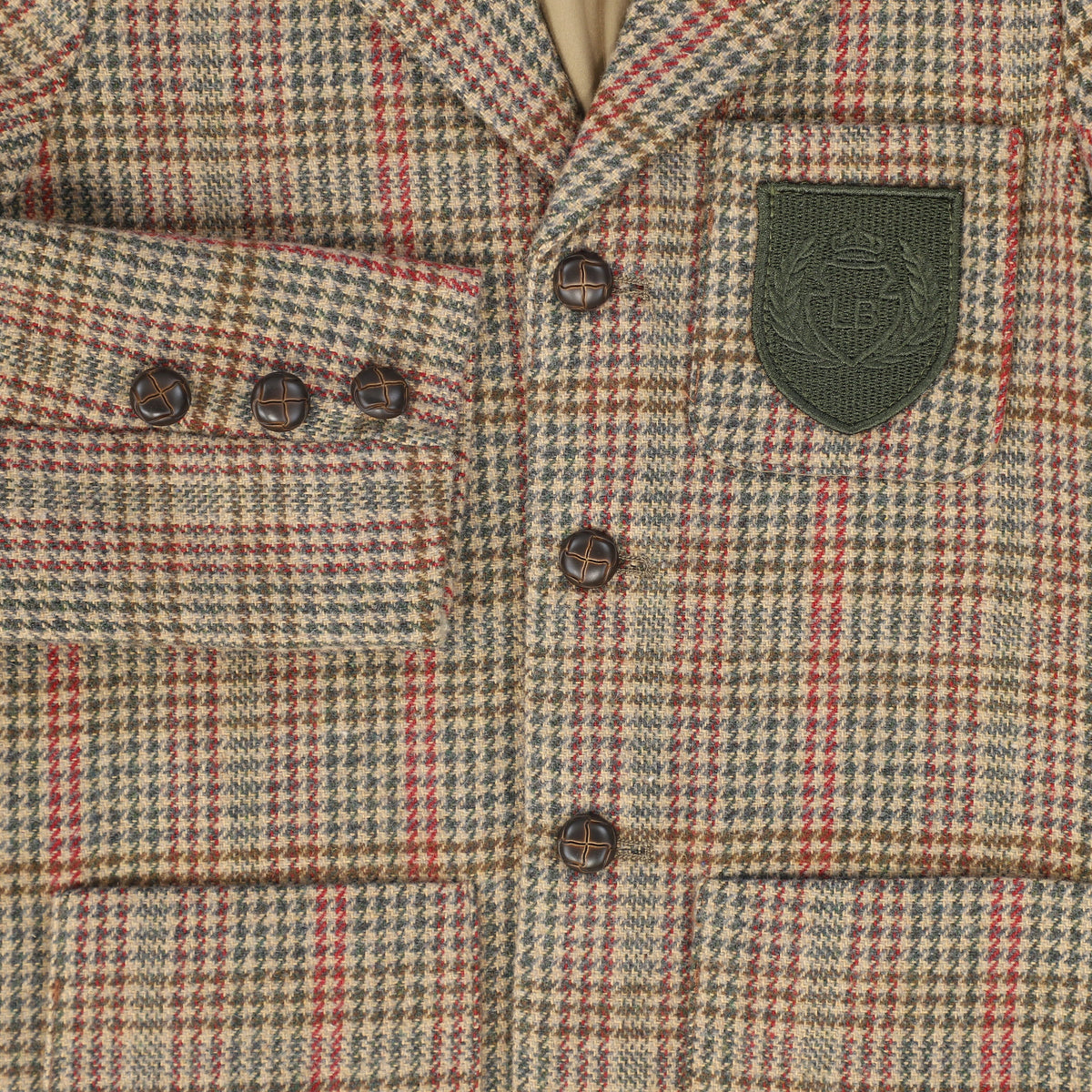 LE BOURDON OLIVE HOUNDSTOOTH WOOL BLAZER AW26 28362
