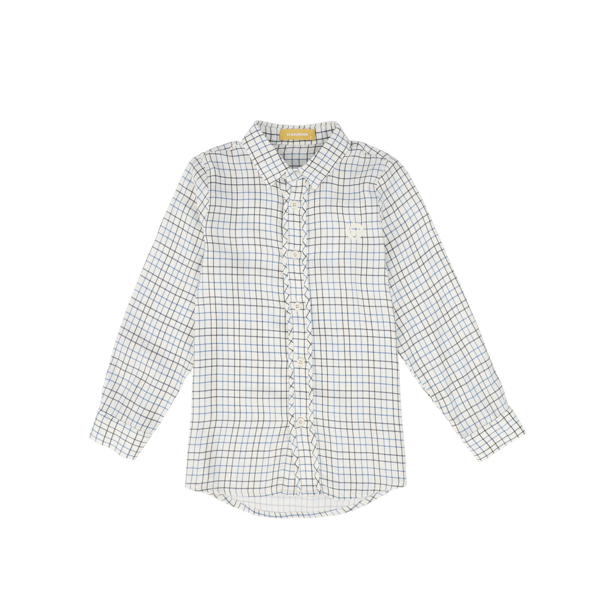 LE BOURDON WHITE/BLUE PRINTED COLLAR BLOUSE AW26 27437