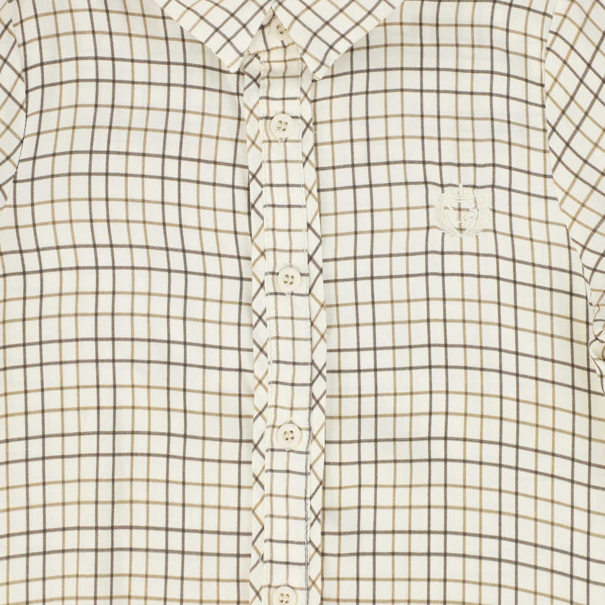 LE BOURDON WHITE/BROWN PRINTED COLLAR BLOUSE AW26 27437