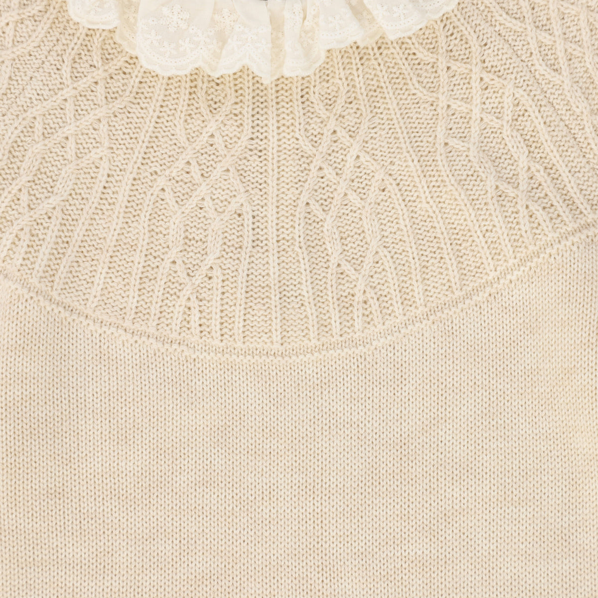 BACE OATMEAL POINTELLE LACE COLLAR SWEATER WITH SKIRT SET AW26 28331