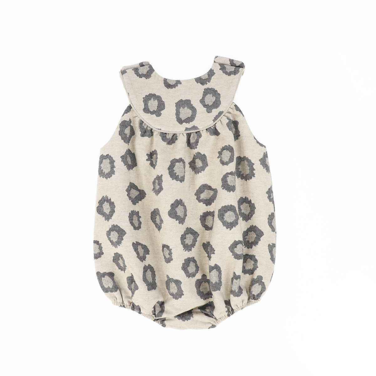 BAMBOO BEIGE LEOPARD PIPED ROMPER AW26 29836