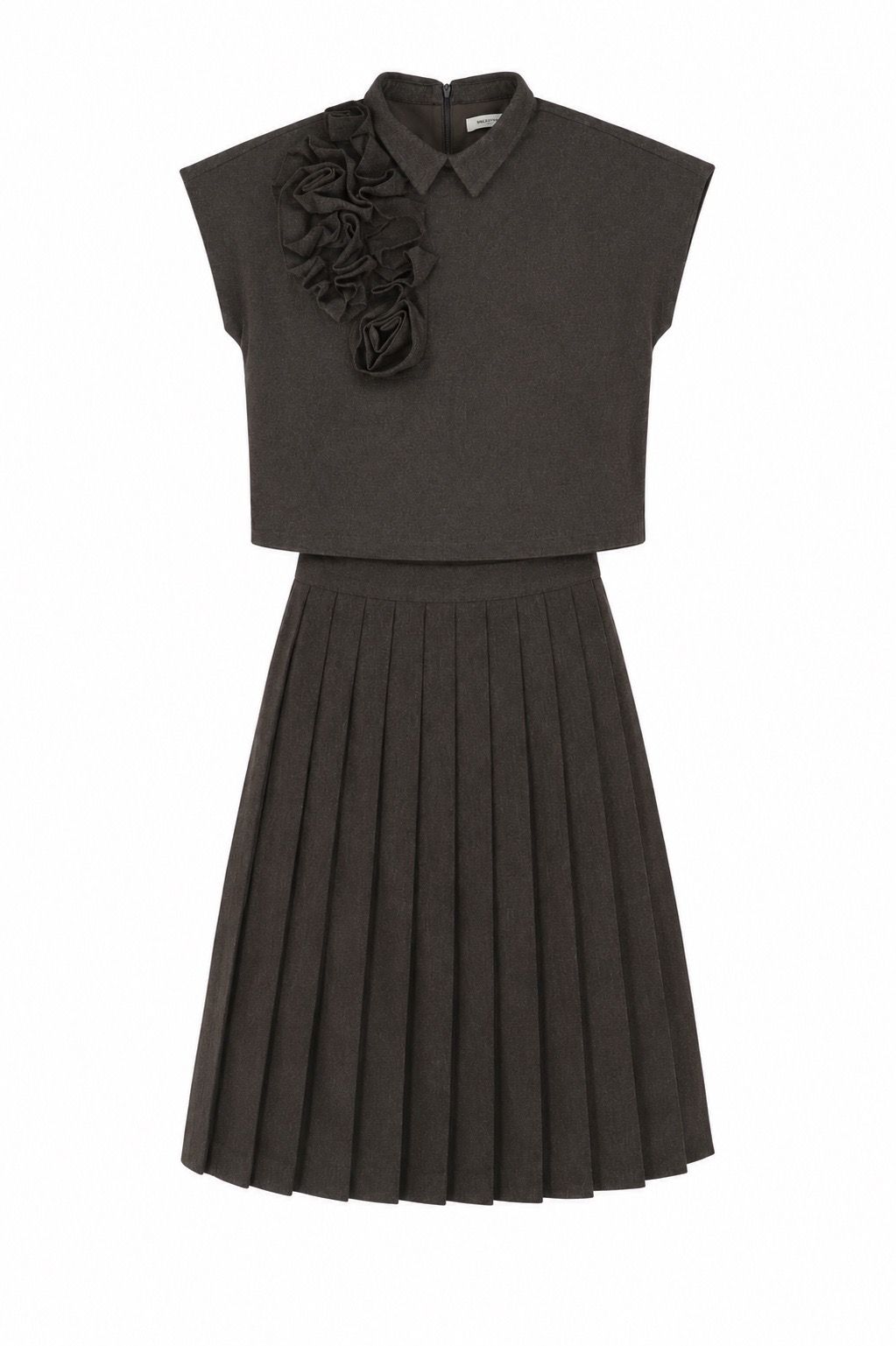 VALENTINA BROWN FLOWER DETAIL SHOULDER VEST AW26 27161