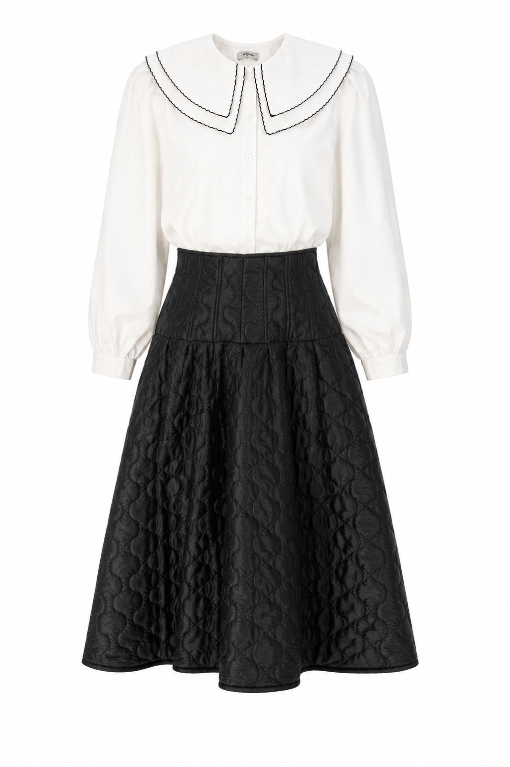 VALENTINA WHITE SCALLOP DOUBLE COLLAR BLOUSE WITH SKIRT SET AW26 28794