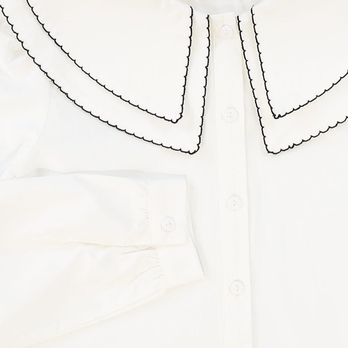 VALENTINA WHITE SCALLOP DOUBLE COLLAR BLOUSE WITH SKIRT SET AW26 28794