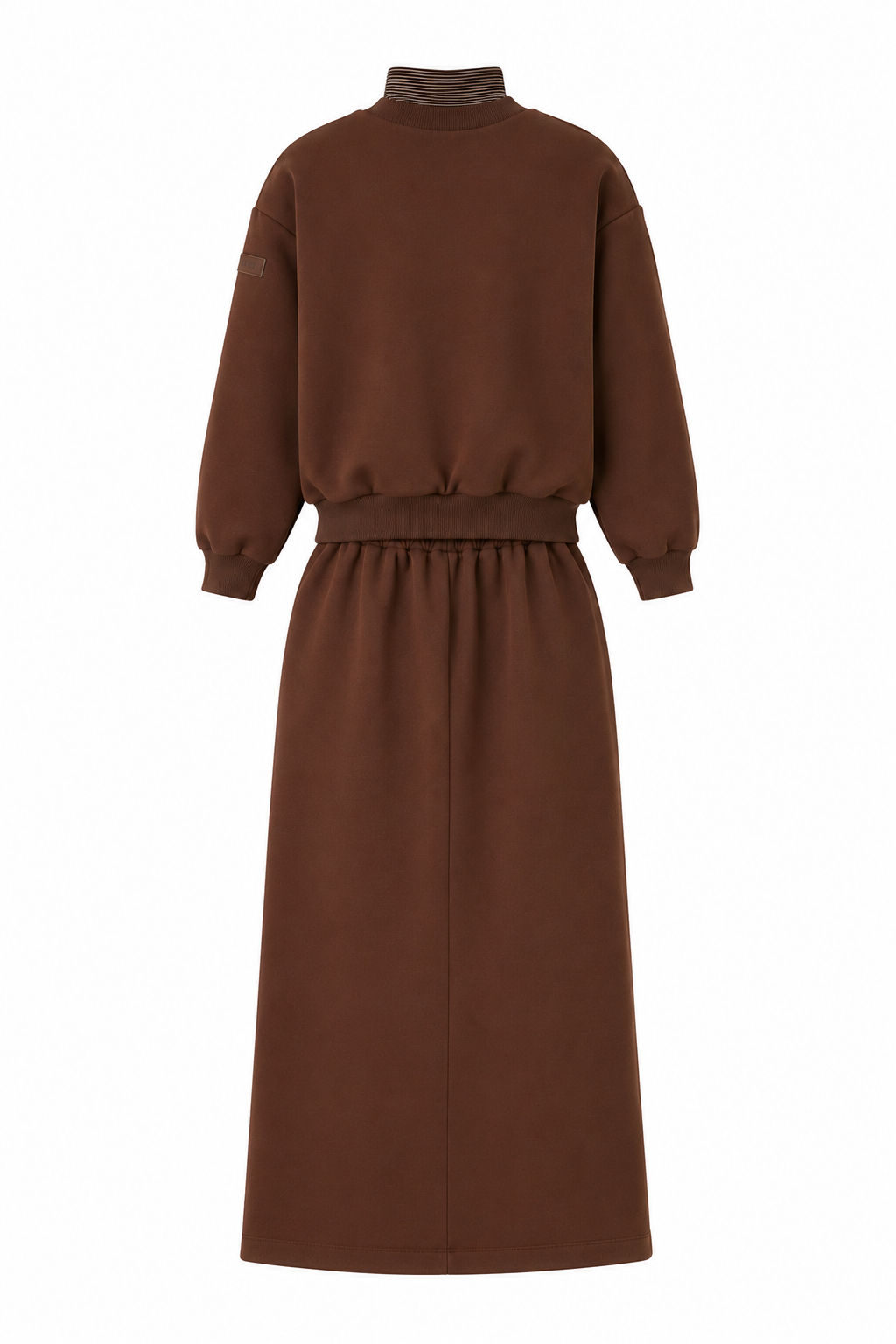 VALENTINA BROWN STRIPED TURTLENECK SWEATSHIRT WITH SKIRT SET AW26 29058