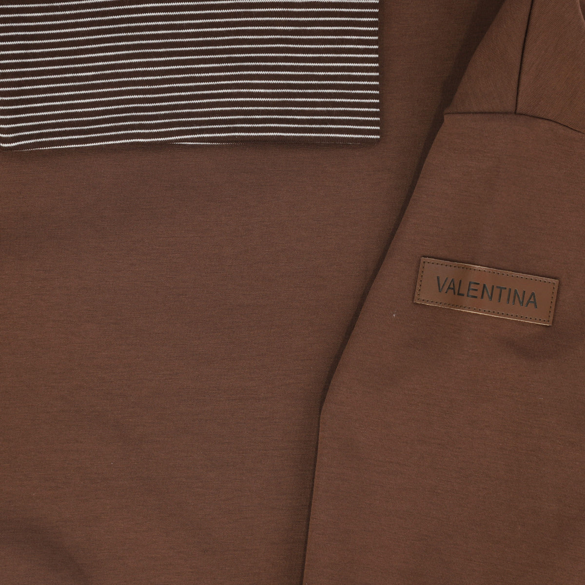 VALENTINA BROWN STRIPED TURTLENECK SWEATSHIRT WITH SKIRT SET AW26 29058