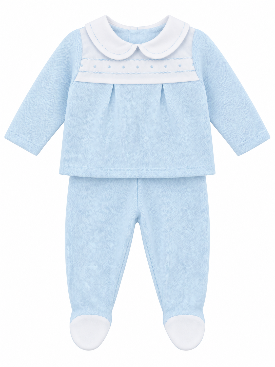 Babidu 50630 Newborn Cotton Knitted Top and Footed Pants Set