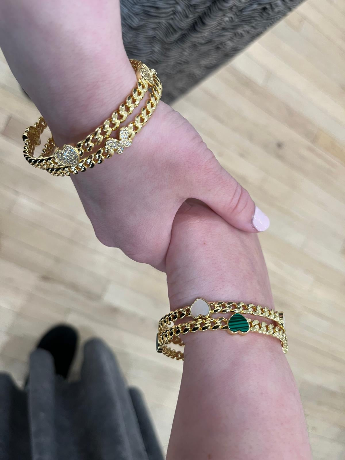 Link Bangle Accented With Cz Butterflies
