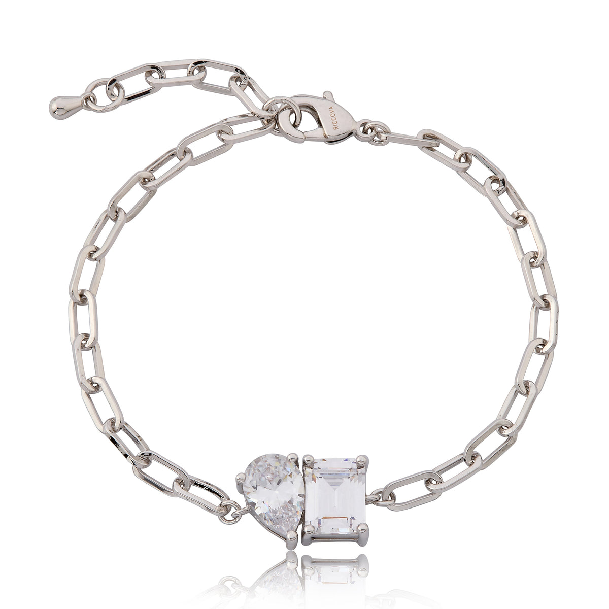 Riccova Classic  Me & You Solitaire Paperclip Chain Link Bracelet