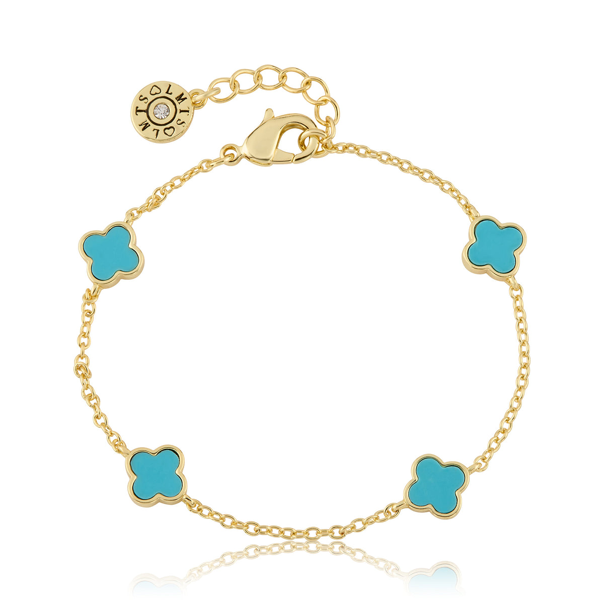 14K Gold Plated 8mm Clover Station Chain Bracelet