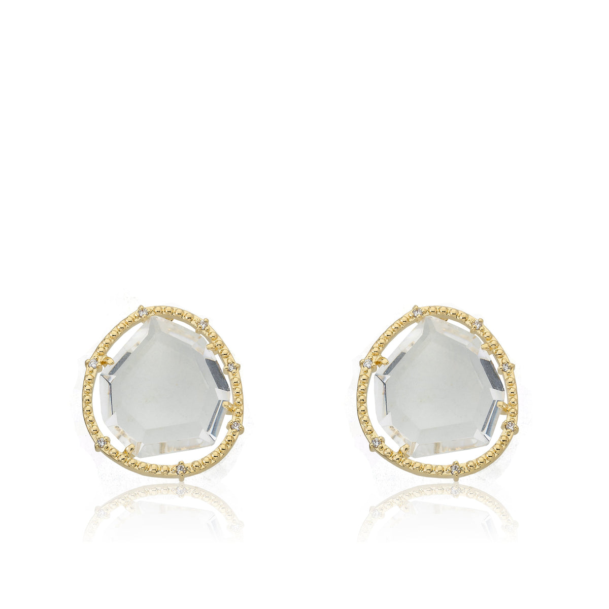 14K Gold Plated Sliced Glass Stud Earring