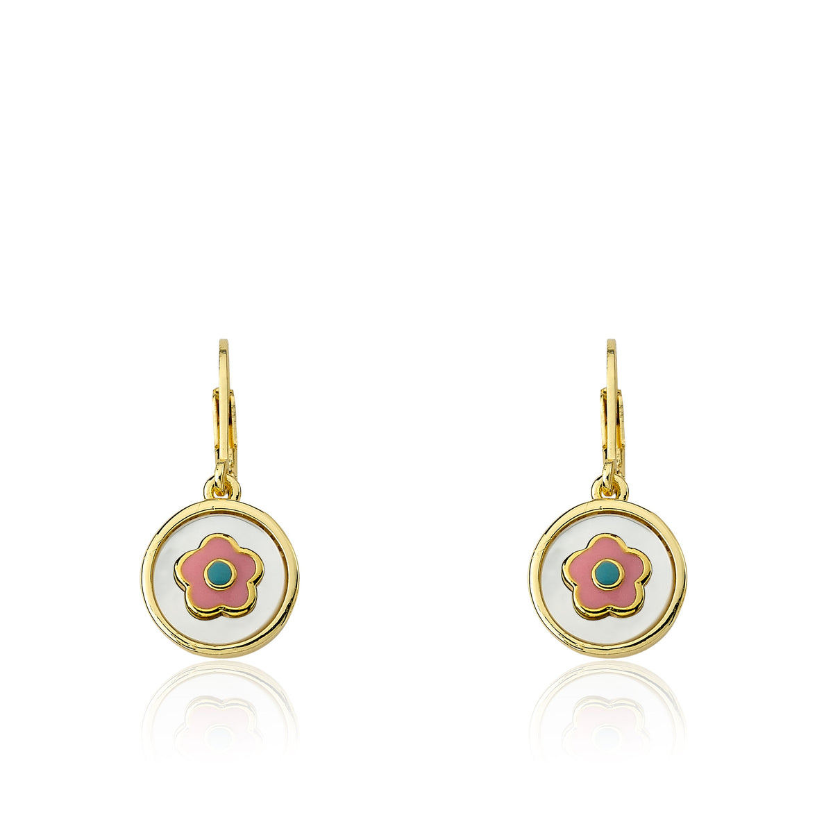 Mother Of Pearl Coin Flower Dangle Earring