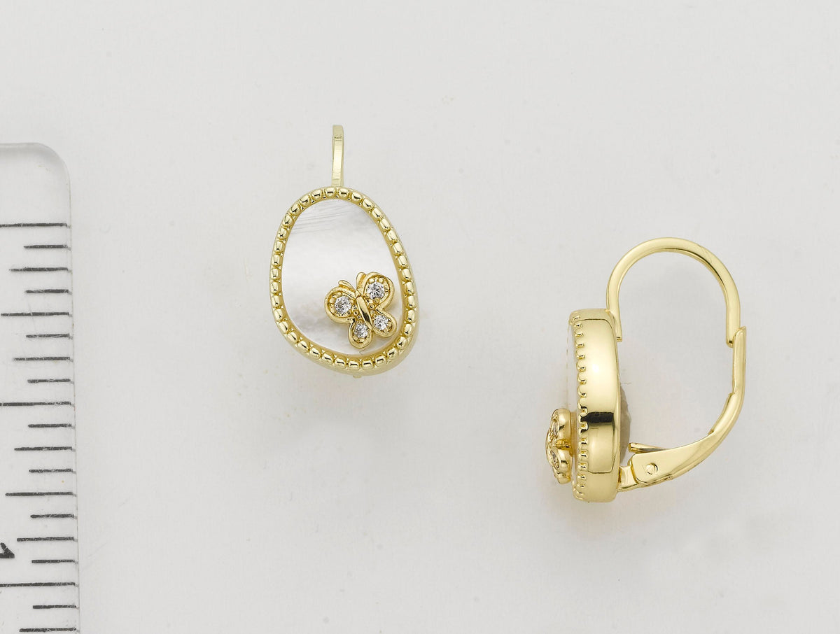 Mother Of Pearl Cz Butterfly Earring