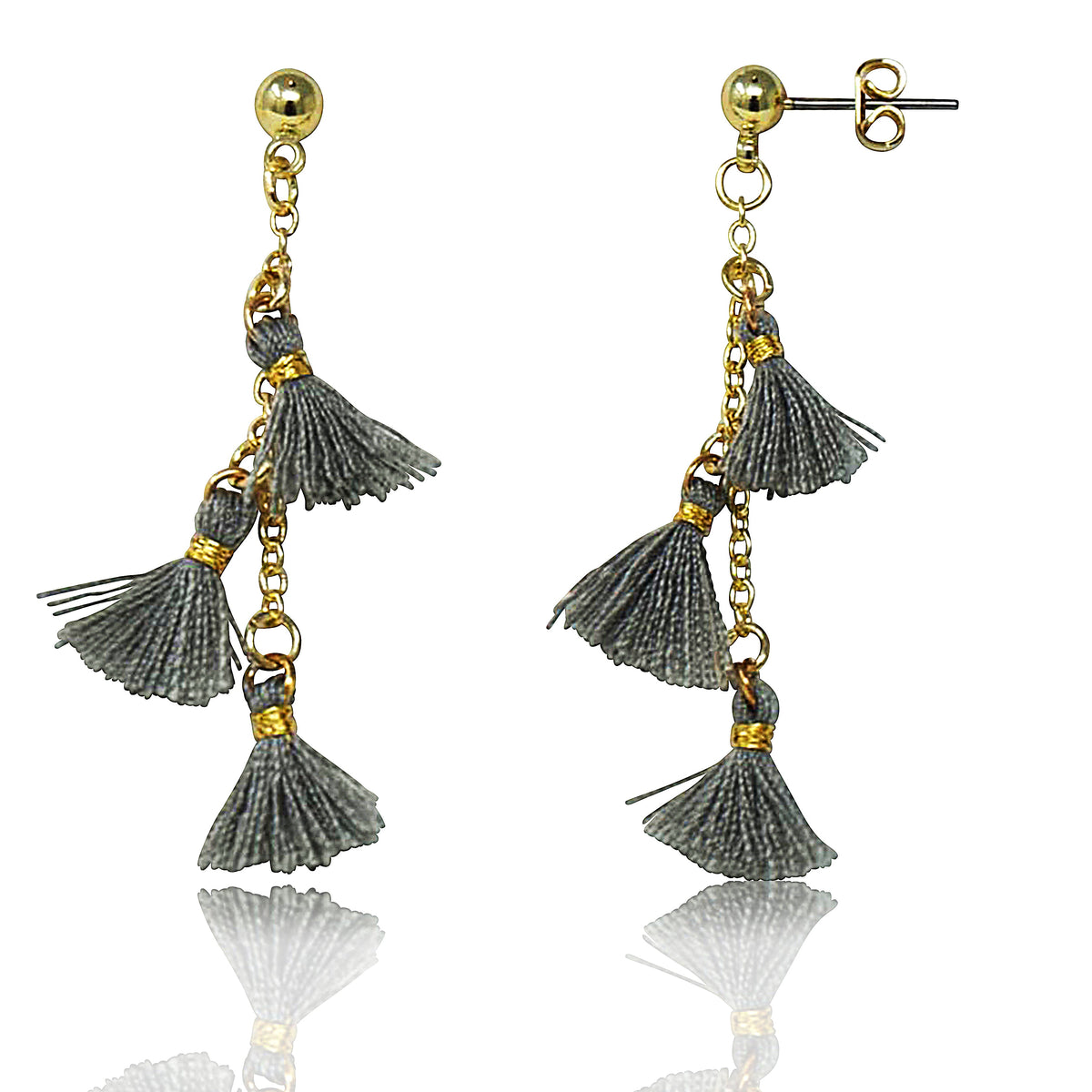 Mileez Triple Tassel Dangle Earring