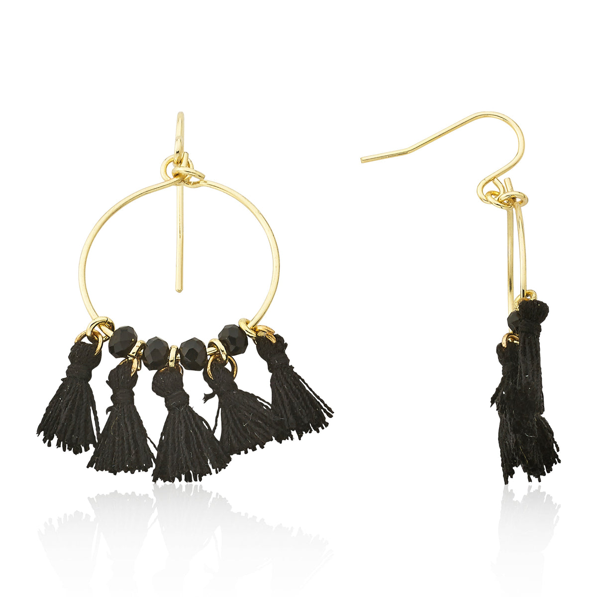 Mileez Bead & Tassel Hoop Fishhook Earring