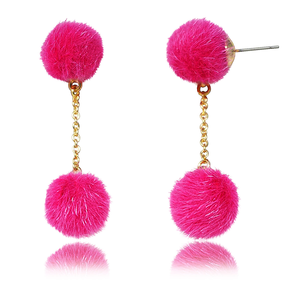 Mileez Double Pom Pom Dangle Earring