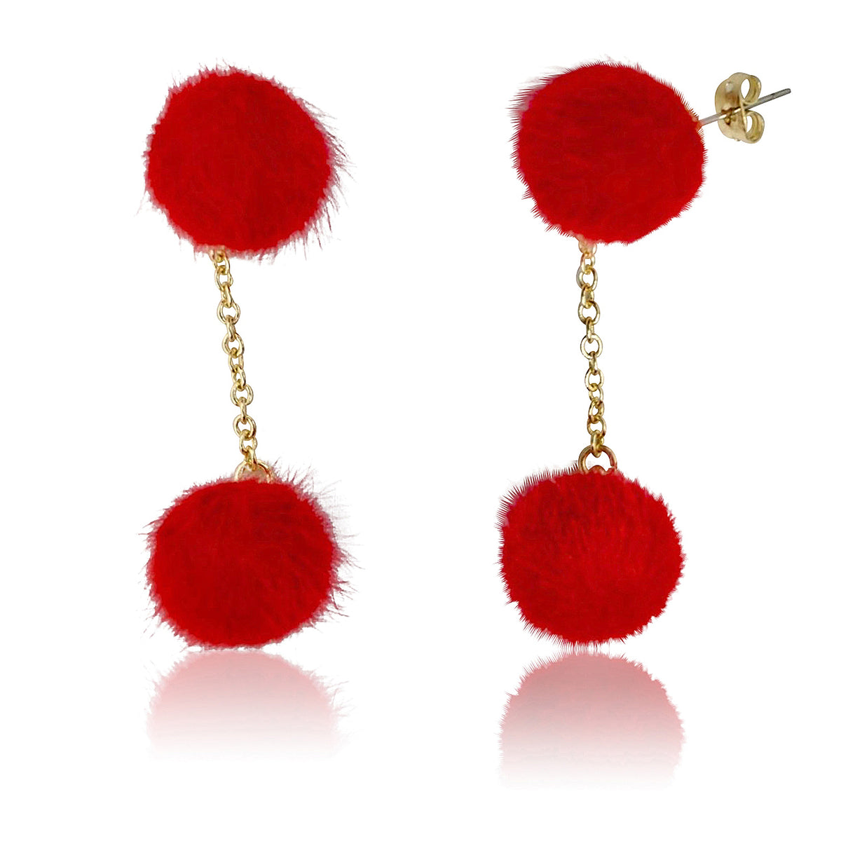 Mileez Double Pom Pom Dangle Earring