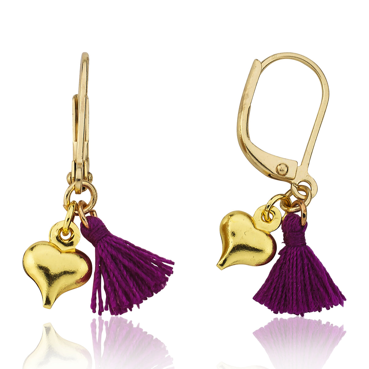 Mileez Mini Tassel & Heart Dangle Leverback Earring