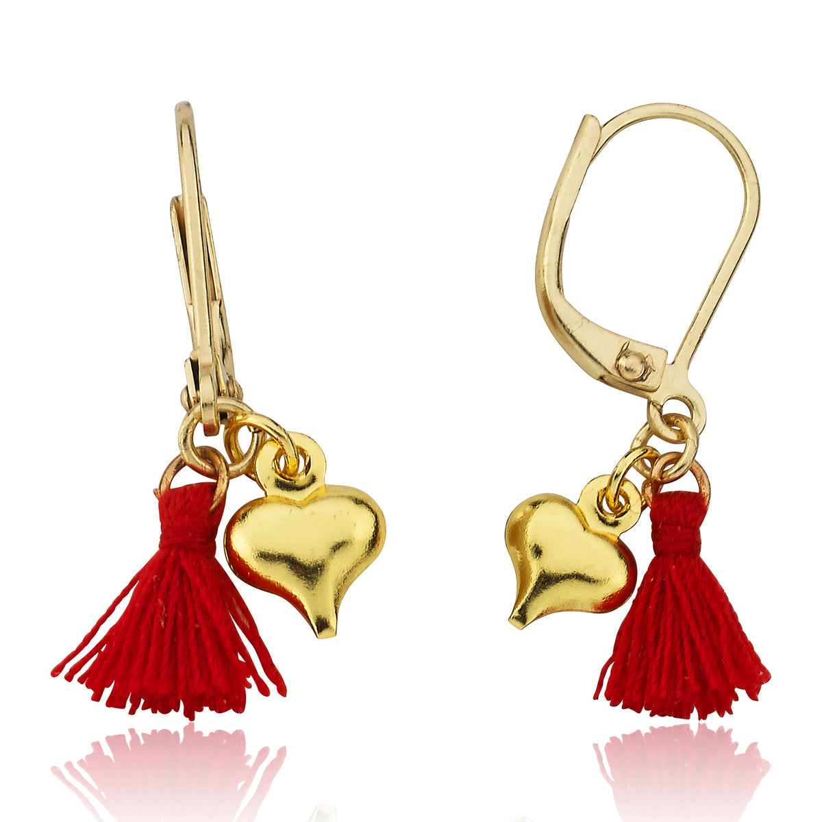 Mileez Mini Tassel & Heart Dangle Leverback Earring