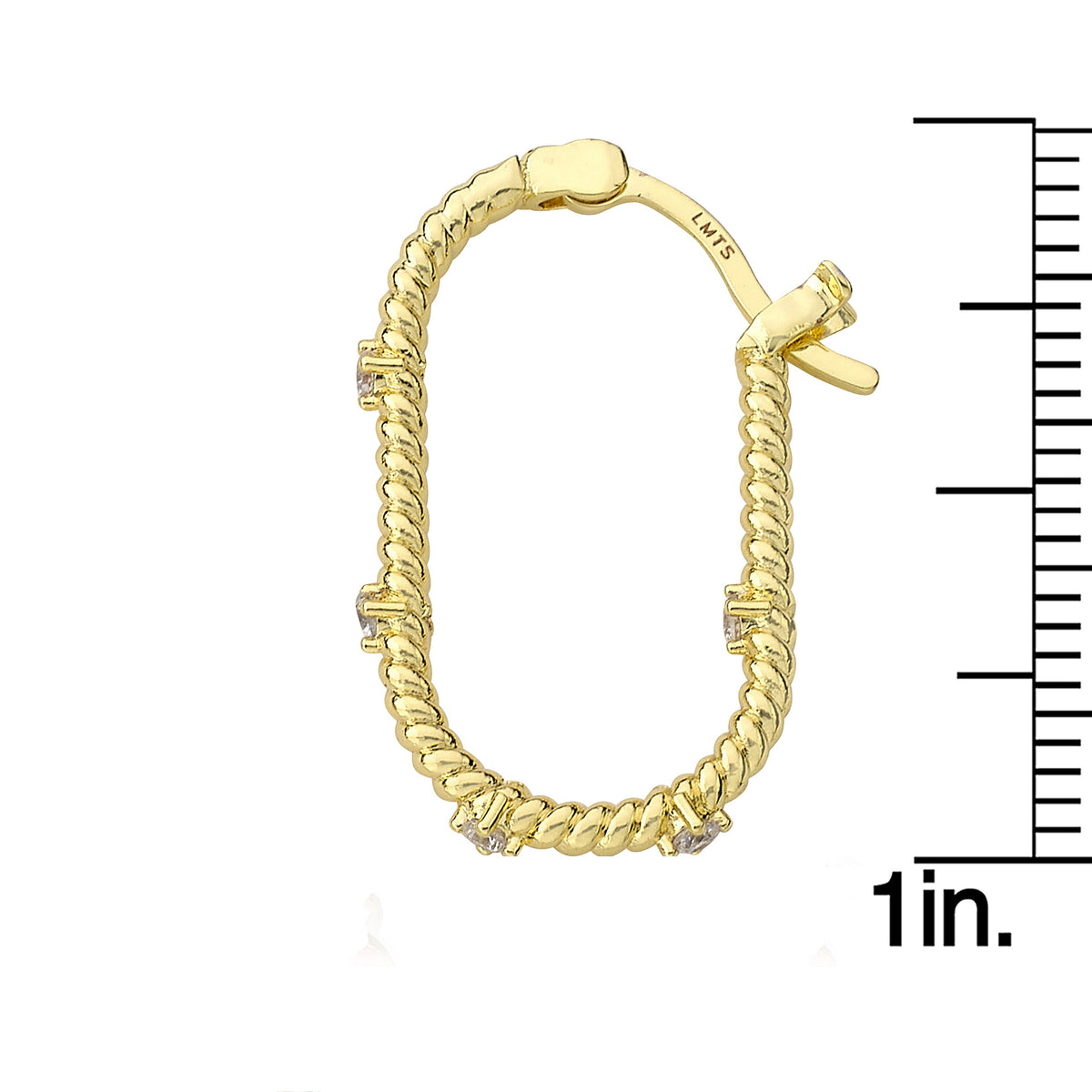 Rope Oval Hoop Earring with CZ's