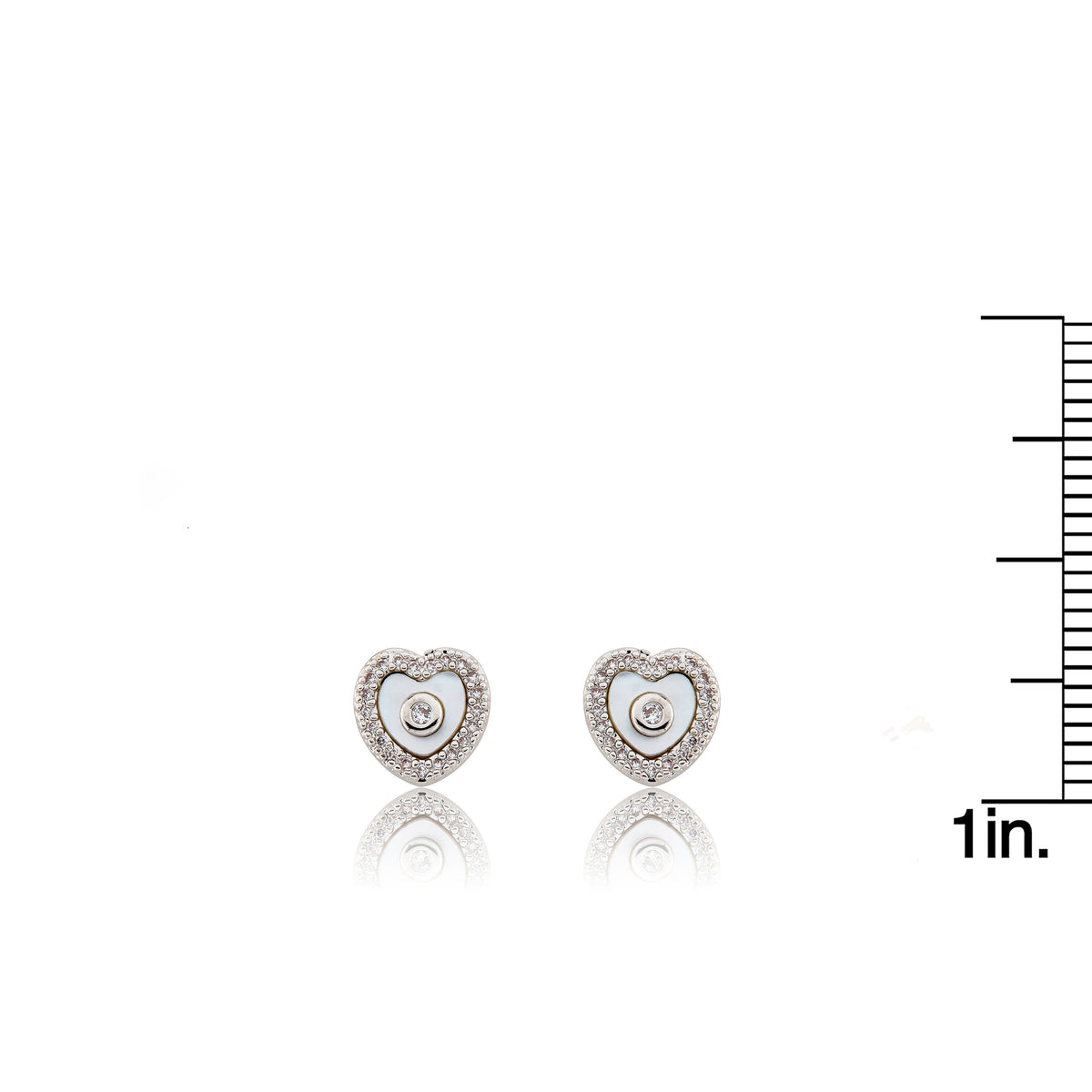 LMTS Classic! Mother Of Pearl Heart Cz Frame Stud Earring