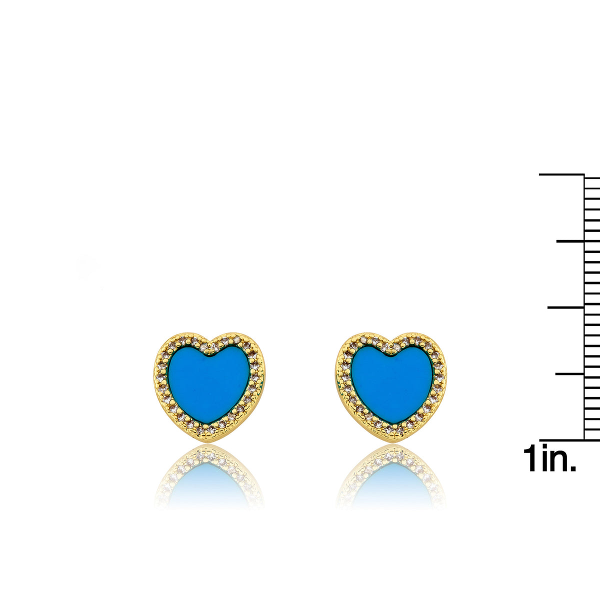 LMTS Classic! Turquoise Heart Cz Frame Stud Earring