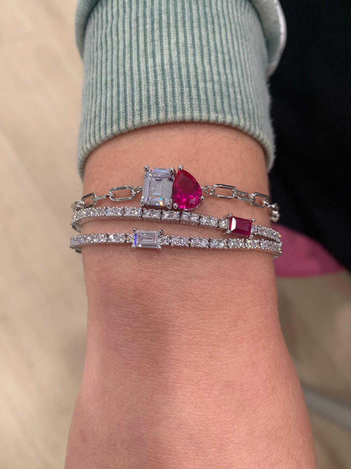 Riccova Classic  Me & You Solitaire Paperclip Chain Link Bracelet
