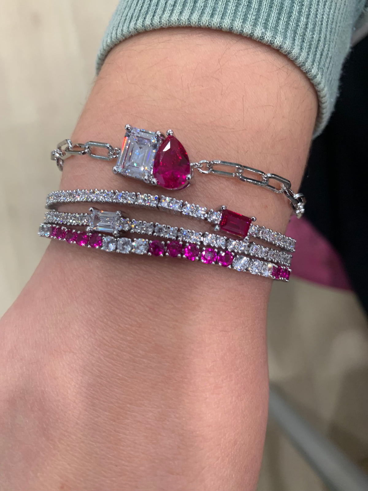 Riccova Classic  Me & You Solitaire Paperclip Chain Link Bracelet