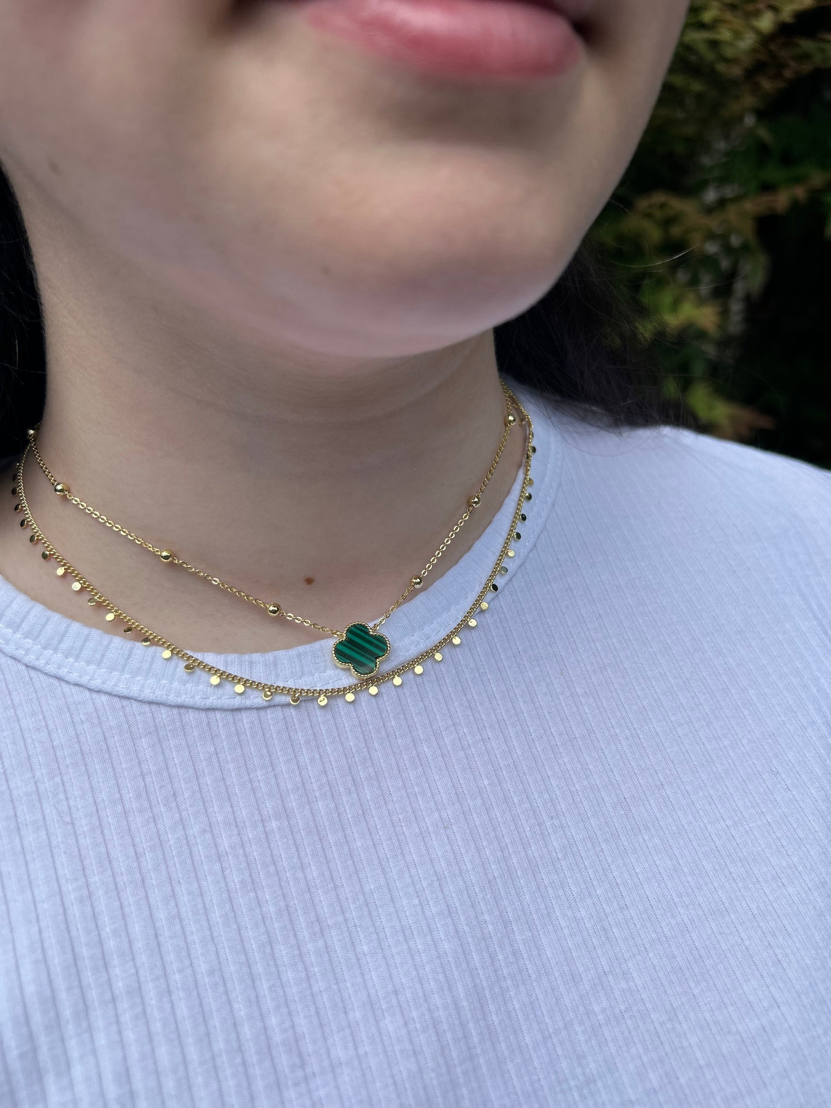 14K Gold Plated Link & Small Disc Dangles Necklace