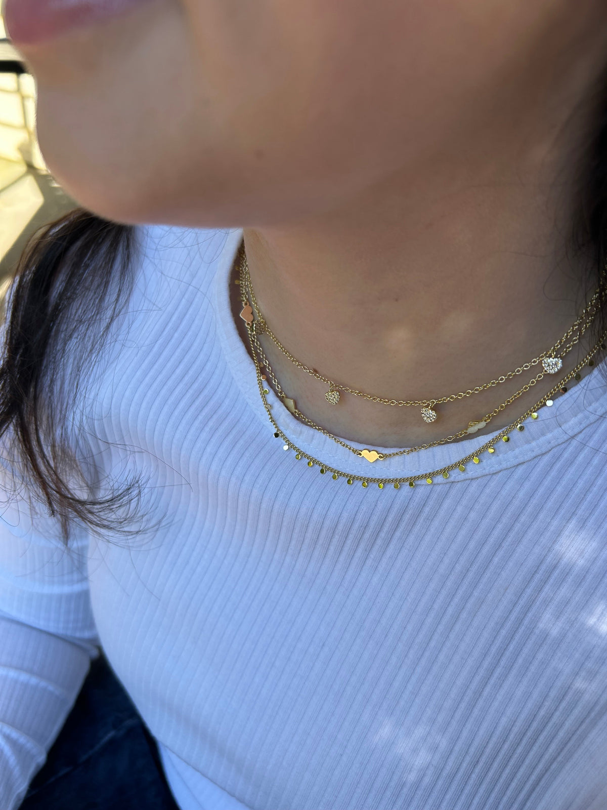 CZ Hearts Dangle Necklace