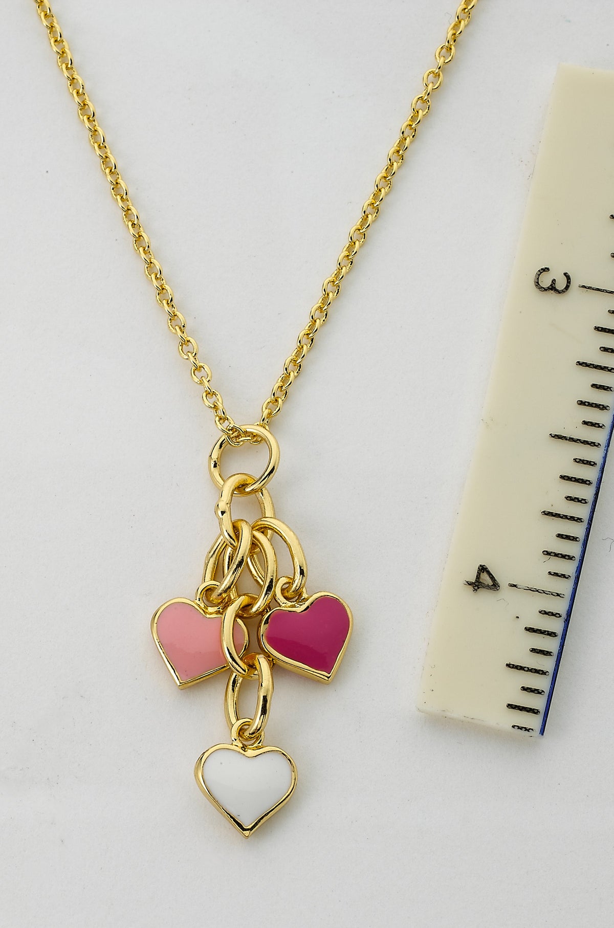 Enamel Heart Cluster Necklace