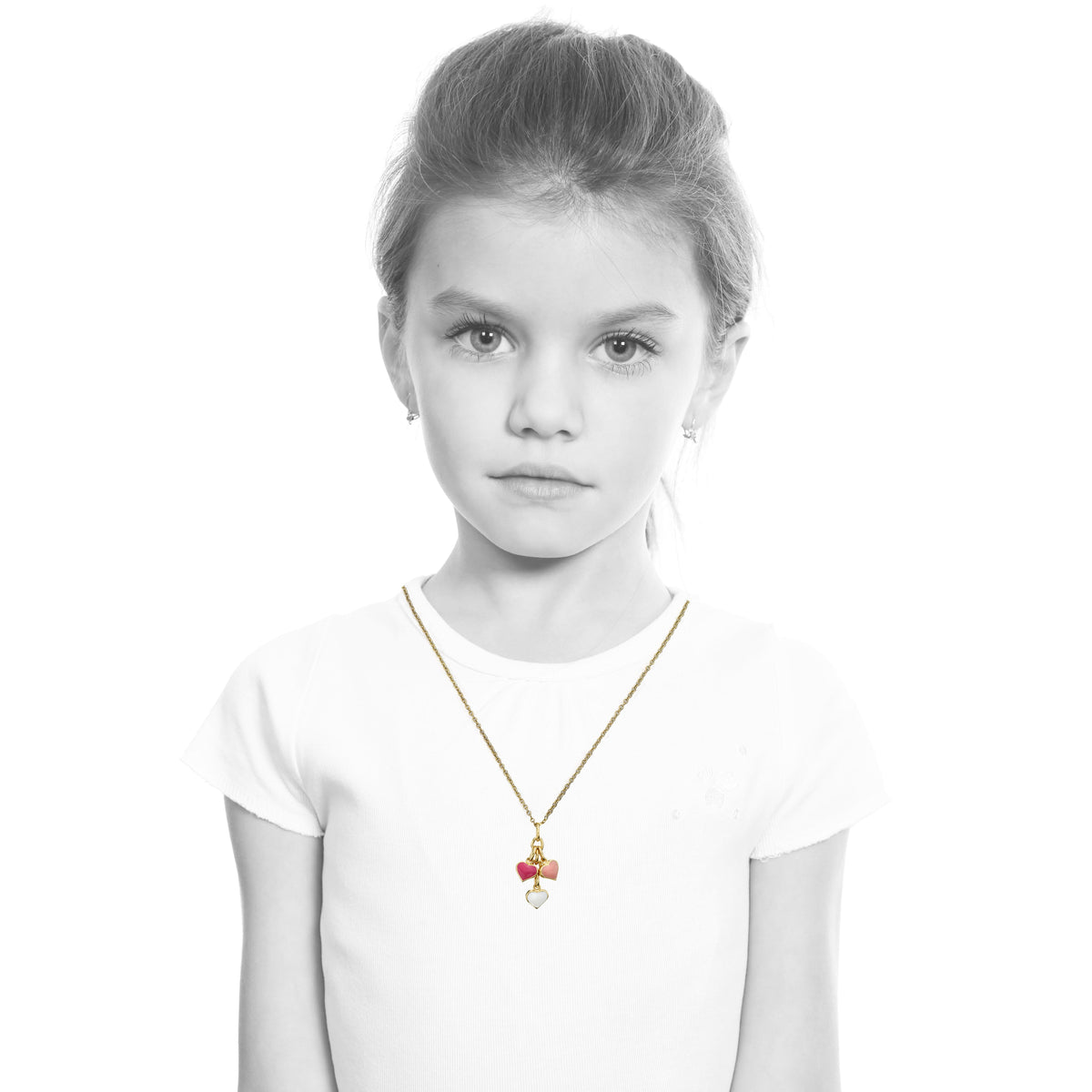 Enamel Heart Cluster Necklace