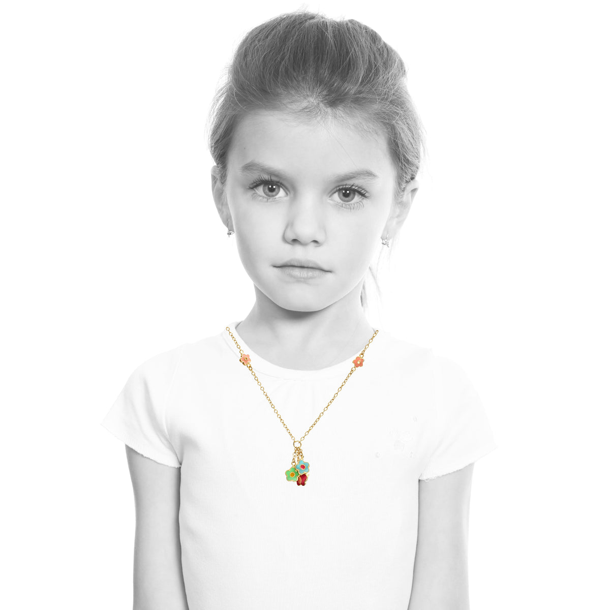 Butterfly And Flower Cluster Chain Necklace