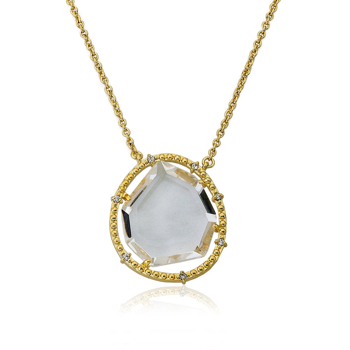 14k Gold Plated Sliced Glass Pendant Chain Necklace