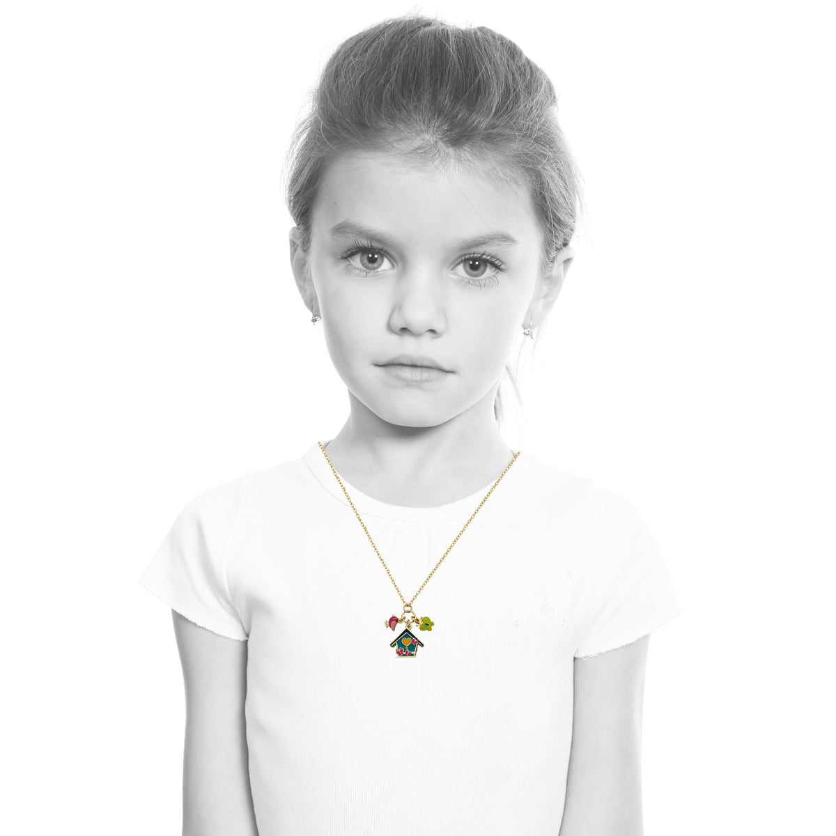 Enamel Birdhouse Necklace