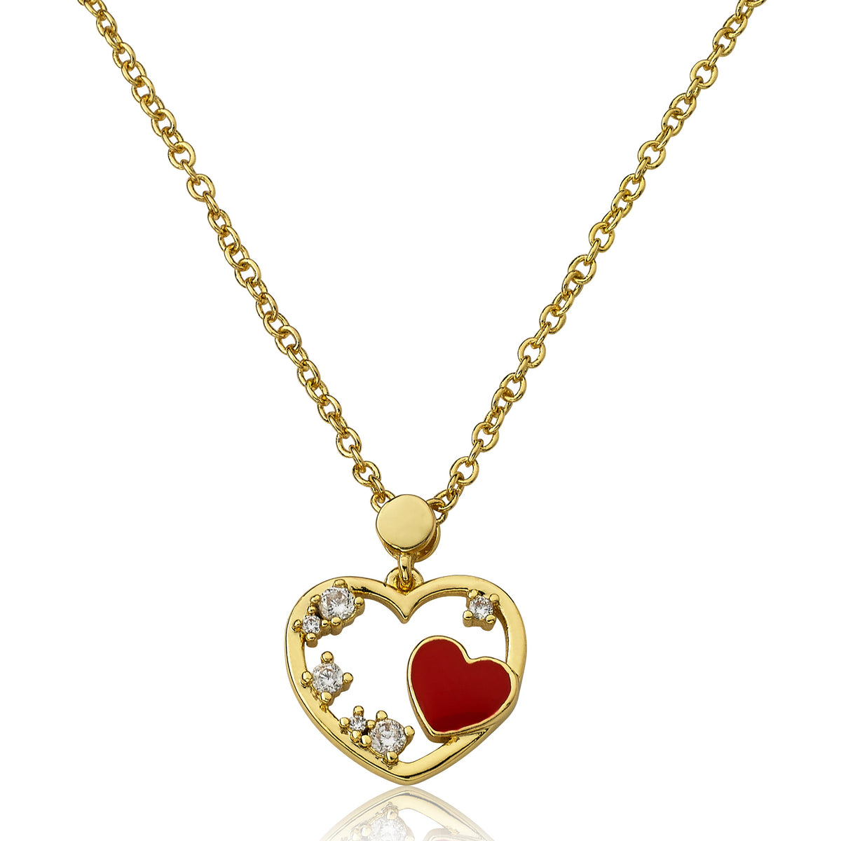 Enamel Heart Pendant Necklace