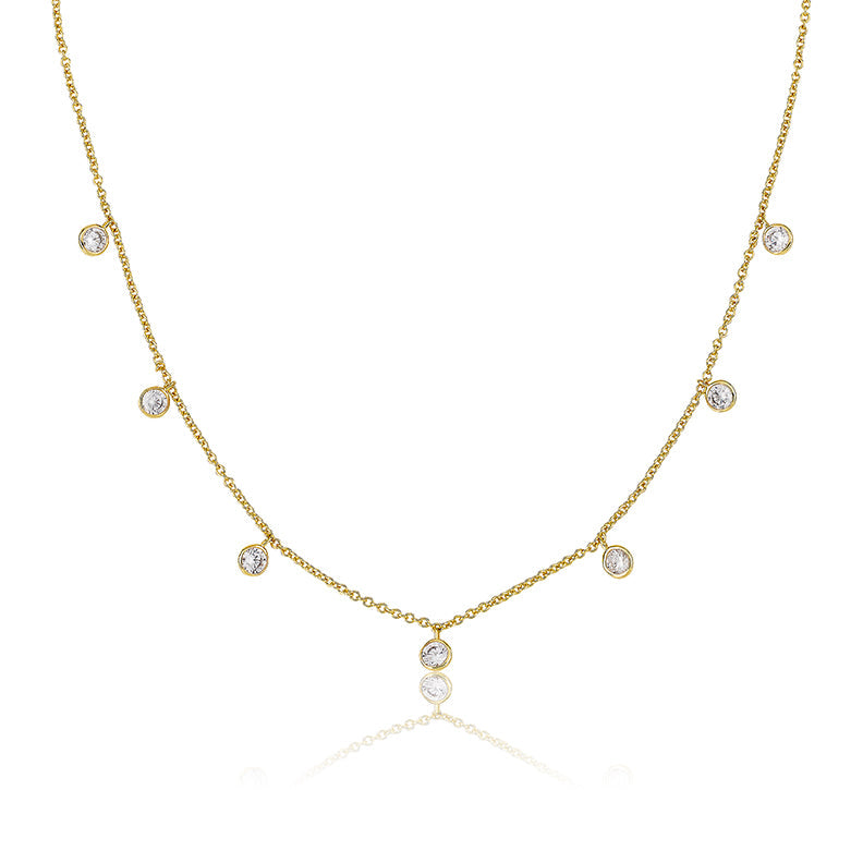 CZ Bezel Dangles Necklace