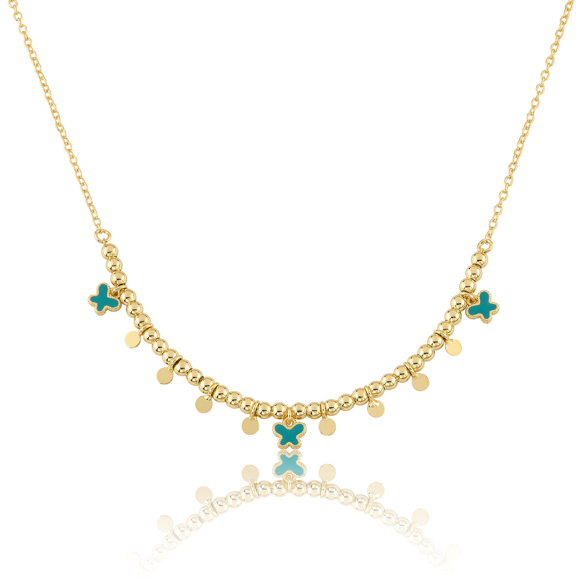 Bead & Disc Dangles Butterflies Necklace