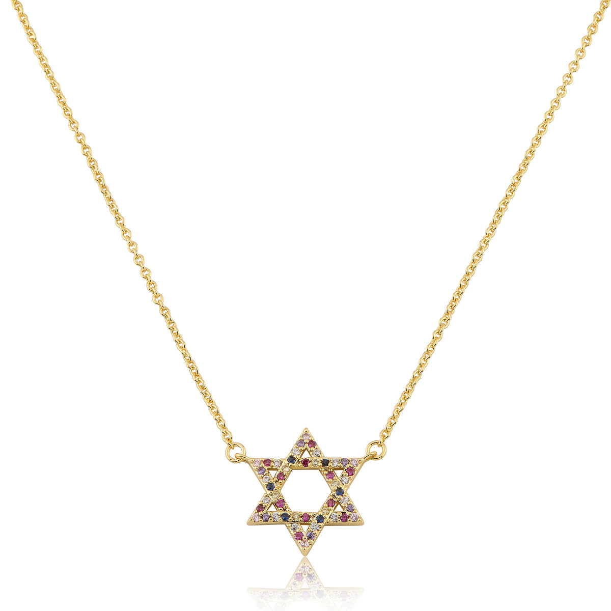 LMTS Classic! 14K Gold Plated Cz Star Of David Necklace