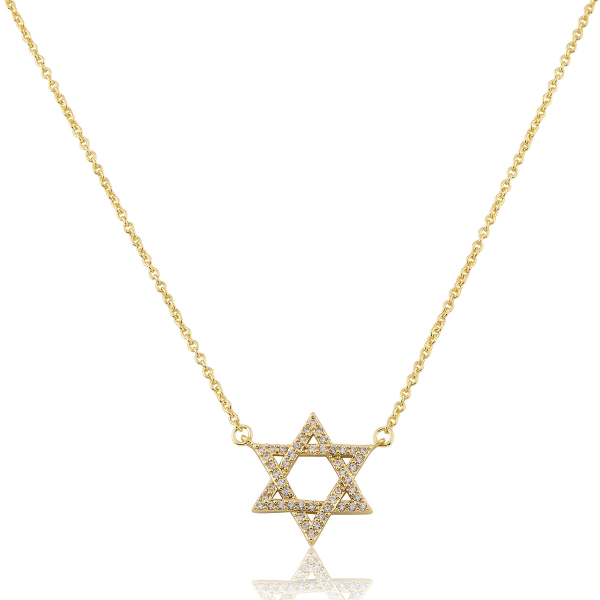 LMTS Classic! 14K Gold Plated Cz Star Of David Necklace