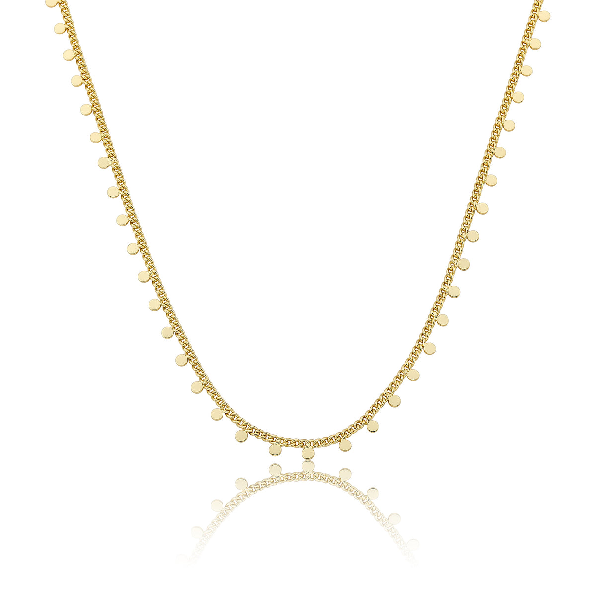 14K Gold Plated Link & Small Disc Dangles Necklace