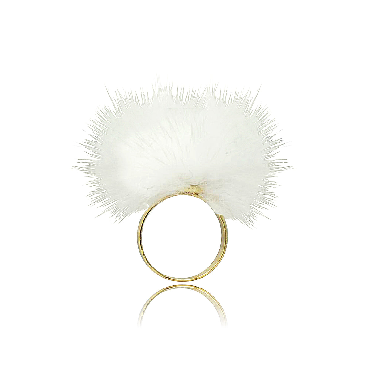 Mileez Fur Pom Pom Adjustable Ring