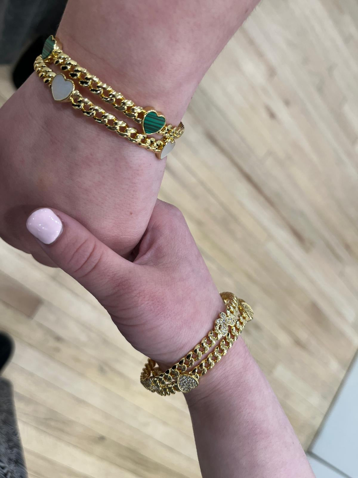 Link Bangle Accented With Cz Butterflies