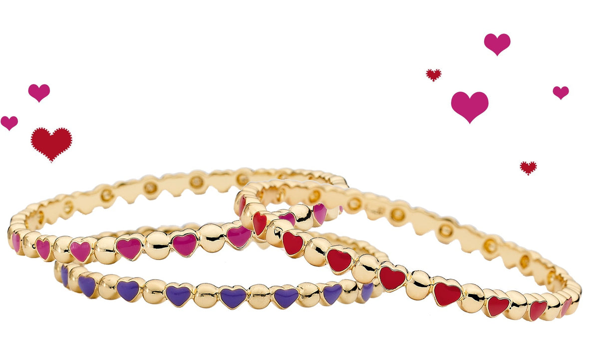 Alternating Enamel Heart Bangle